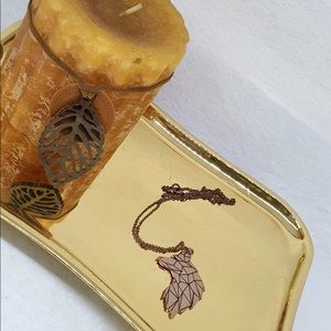 Geometric Wolf Head Necklace, Origami Wolf